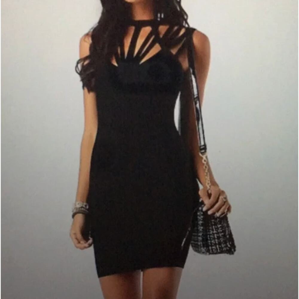 Bebe Cutout Bandage Bodycon Dress Y2K Club Celebrity Party Dress Size Medium